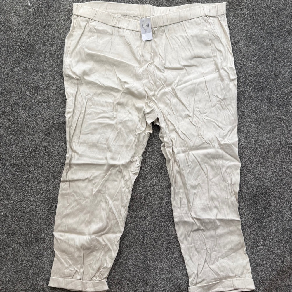 J. Jill Linen Stretch Tapered Pants Sea Salt 3X WPT028534 Cuffed Pull On NWT